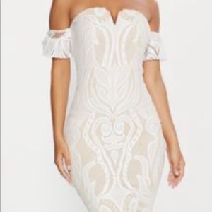 White and nude dress